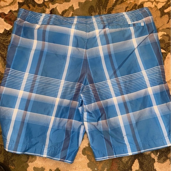 Reebok swim trunks in classic blue plaid. Board shorts dry fast and look sharp. - Picture 4 of 4